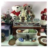 Decorative Holiday Items, Clock, Stained Glass Tri