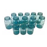 (10) Blue Qt Ball mason jars & (3) Pint Blue Ball