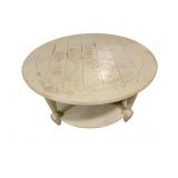Round painted coffee table 42 x 21, paint loss