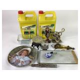 Pottery barn hooks, holland plates blue pressed