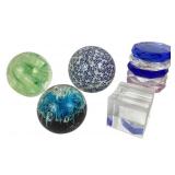 Glass Paperweights and Ceramic Decorative Sphere