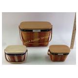 Longaberger Handwoven Baskets with Lids and Insert