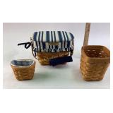 Longaberger Woven Baskets with Liners and Fabric C