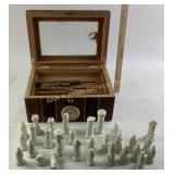 Cigar Humidor with Ceramic Chess Pieces with Break