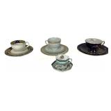 Tea cup and saucer sets: blue and yellow royal