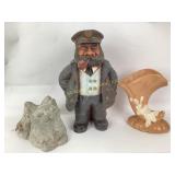 Decorative Captain Figure, Angel Cat Figurine, and