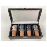 Marble Topped Bottle Stoppers in Storage Box