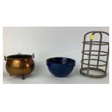 Copper Cauldron, Blue mainstays Bowl, and industri