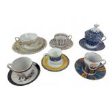 tea cups and saucers, lomonosov, crown,