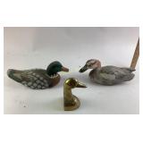 Wooden and Brass Duck Figures