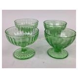 Uranium glass ice cream dishes, (2) Poinsettia