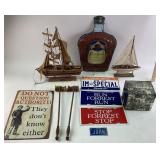 Decorative Signs, Model Ships With Damage to Front