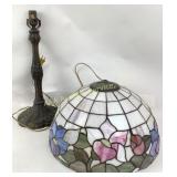 Leaded Glass Lamp Shade and Ornate Table Lamp Base