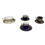Tea cups and sauce sets: Limoges France blue and