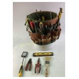 Tool Bucket Organizer with Tools Including Level,