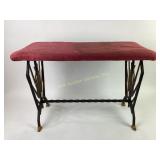 Art deco design iron bench with upholstered seat