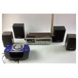 Pioneer Stereo Receiver, Timex CD Clock Radio, and