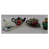 Decorative Tea Set and Vase with Hand-Painted Desi