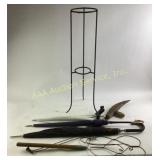 Umbrellas (one with stain),Wire And Wooden Tools,