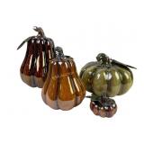 (4) iridescent pumpkins and gourds