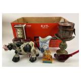 Brass reticulated candlestick.  3 boxes of 4 gold