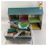 Cardboard Dollhouse and Assorted Building Brick To