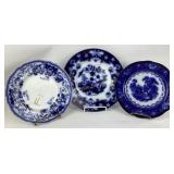 Flow Blue Pattern Plates with English Marks