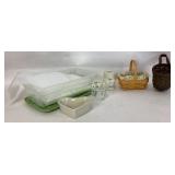 Longaberger baskets: hanging and lined, heart