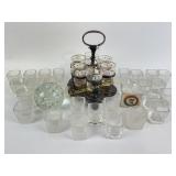 Glassware With Silverplate Holder and Paperweight