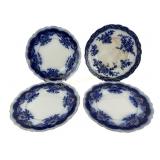 Flow Blue plates:  3 Johnson Bros. England and 1