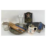 Vera Wang by Wedgwood Crystal Vase, drumsticks, an