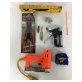 Staple guns (2).  Stanley level.  MIT 2-pc snap