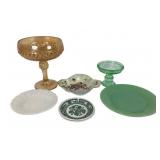 Jadite Fire King oven ware plate, green glass