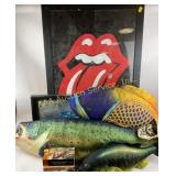 Rolling Stones framed art, glass broken, Bass Pro