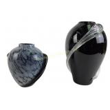 Handblown Glass Vases With Abstract Ribbon Designs