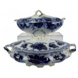 Flow Blue Soupieres:  Johnson Bros. England Peach