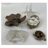 Metal Turtle Trinket Box, Carved Turtle, Brass