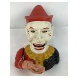 Cast Iron Clown Mechanical Bank with Original Pain