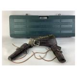Flambeau Green Plastic Rifle Case and Tooled Leath