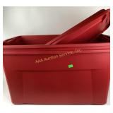 (2) Sterilite rolling totes with lids