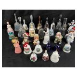Bells: Lead Crystal ducks, milk maid, cut glass,
