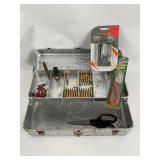 Loose PSD I 3 bullets, metal tackle box, 28 lb