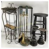 Metal Plant Stands, Brass Fireplace Tools, stool,