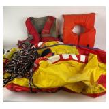 Zip ski inflatable tube, life jackets