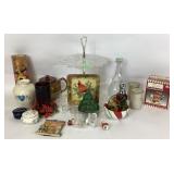 Stoneware tea pot, sugar frosted glass candle,