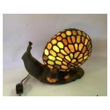 Snail Lamp with Stained Glass Shell and Rusted Bas