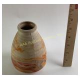 Multicolored Marbled Clay Vase with Incised Mark