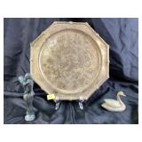 Brass Swan Figurine, Bronze Couple Sculpture, and