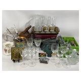 Stemware, flatware, pitcher, casserole dishes,