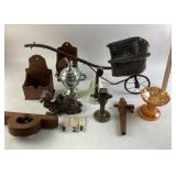 Wicker Cart, Brass Air Whistle, Wooden Keg Tap, Me